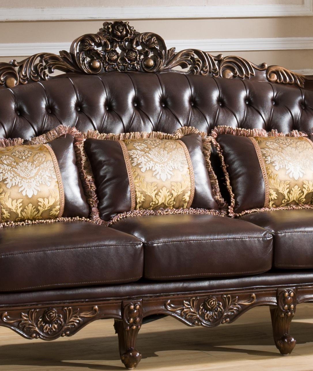 Vanessa Traditional Style Sofa in Walnut finish Wood Cosmos Furniture