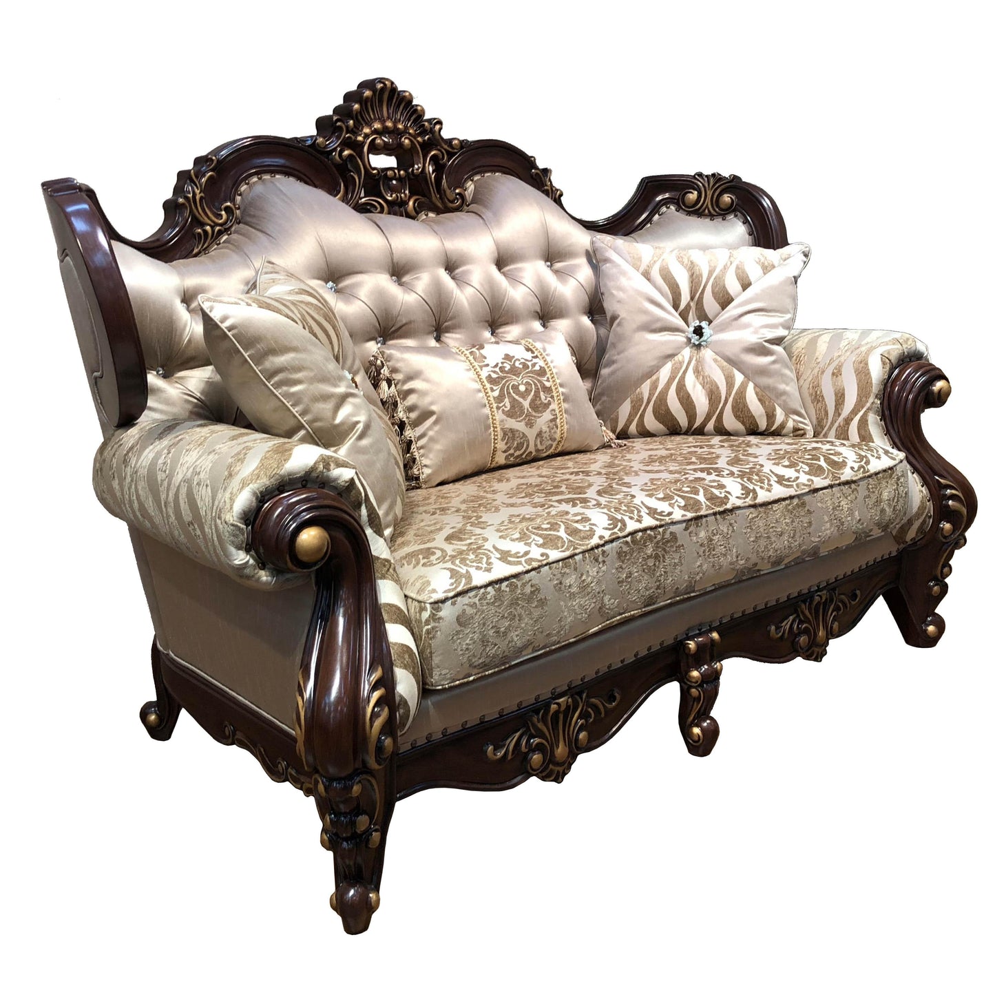 Jade Traditional Style Loveseat in Cherry finish Wood Cosmos Furniture