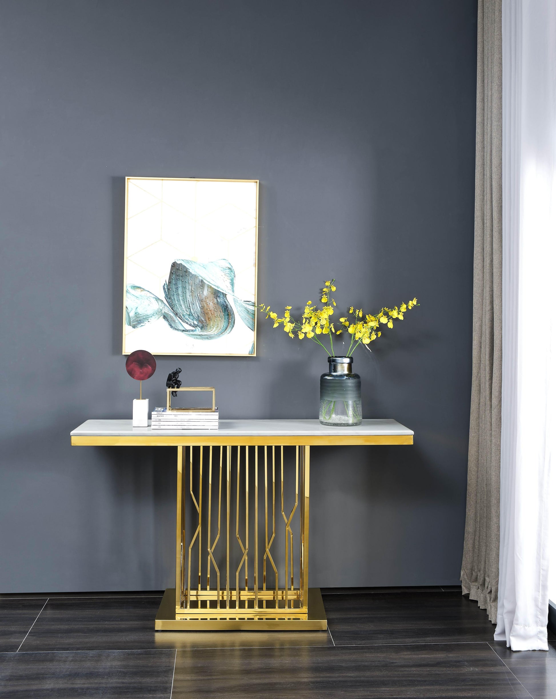 Pandora Modern Style Marble Console Table with Metal Base Cosmos Furniture