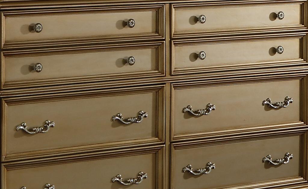 Miranda Transitional Style Dresser in Gold finish Wood Cosmos Furniture