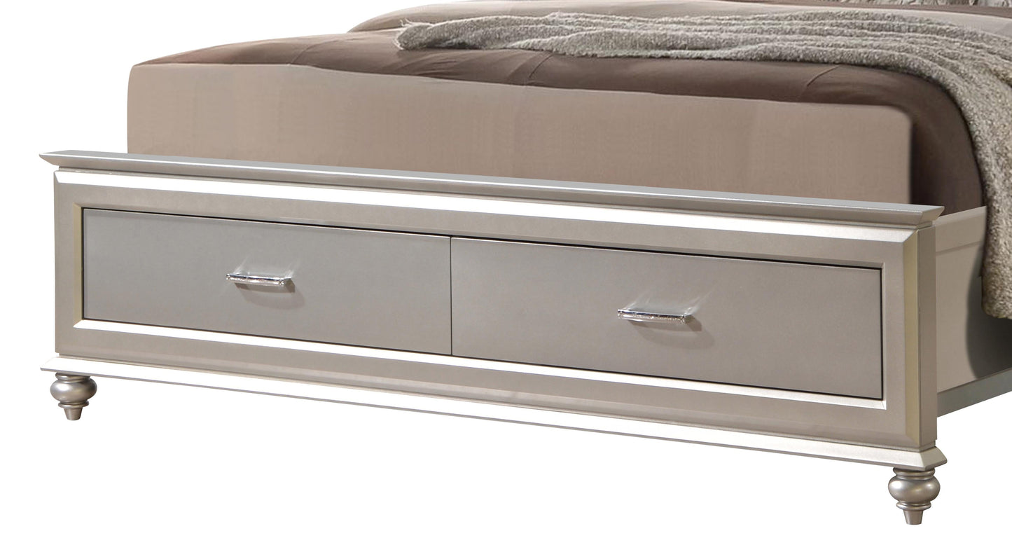 Alia Modern Style Queen Bed in Silver finish Wood Cosmos Furniture