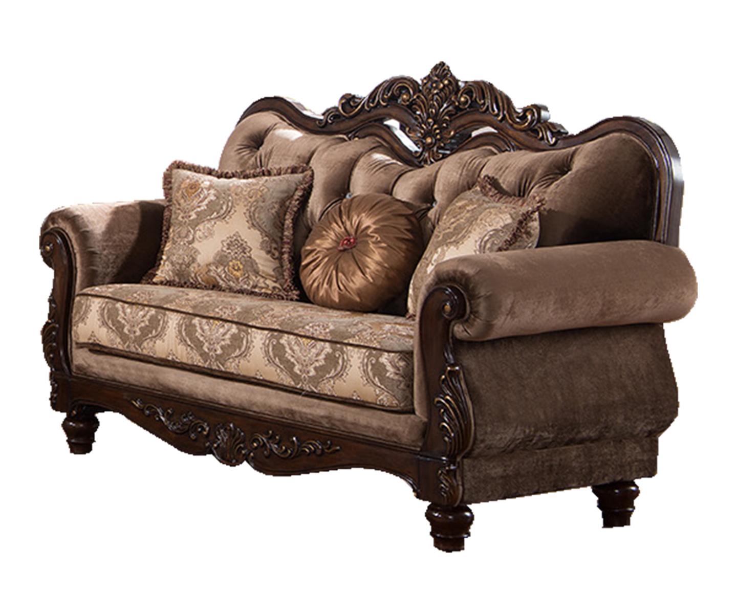 Zoya Traditional Style Loveseat in Cherry finish Wood Cosmos Furniture