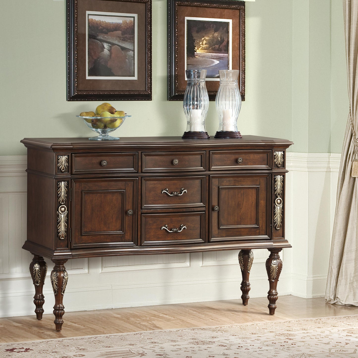 Rosanna Traditional Style Dining Server in Cherry finish Wood Cosmos Furniture