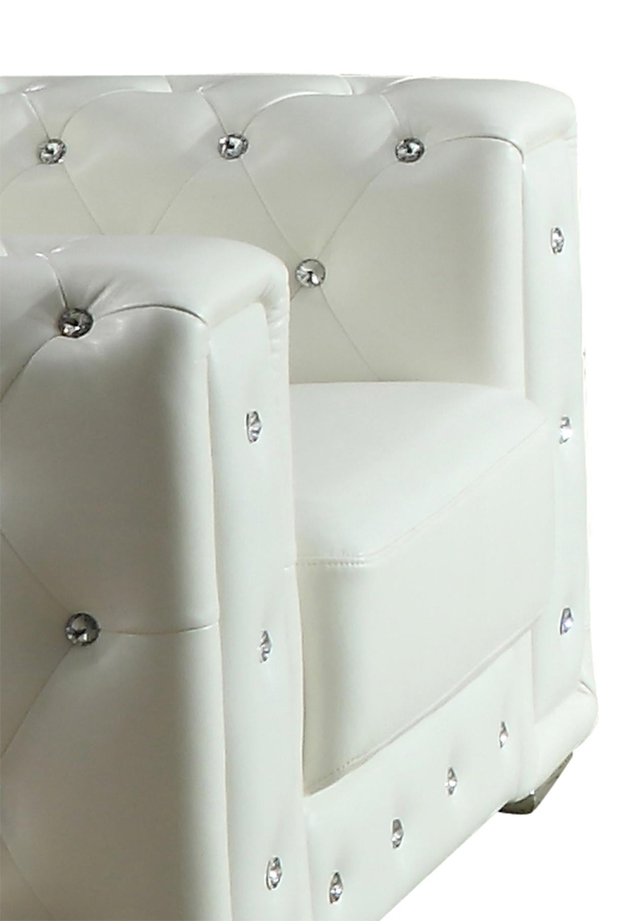 Charlise Modern Style White Chair in Faux Leather Cosmos Furniture