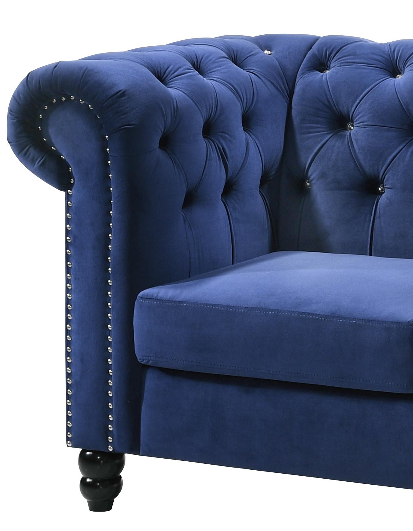 Maya Transitional Style Navy Chair with Espresso Legs Cosmos Furniture