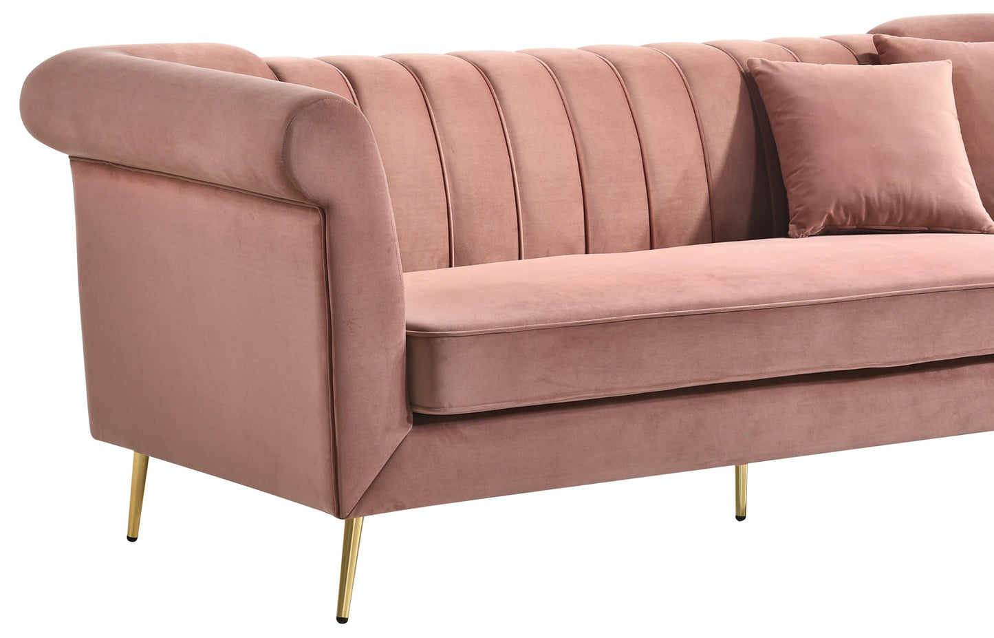 Lexington Transitional Style Coral Sofa with Gold Finish Cosmos Furniture