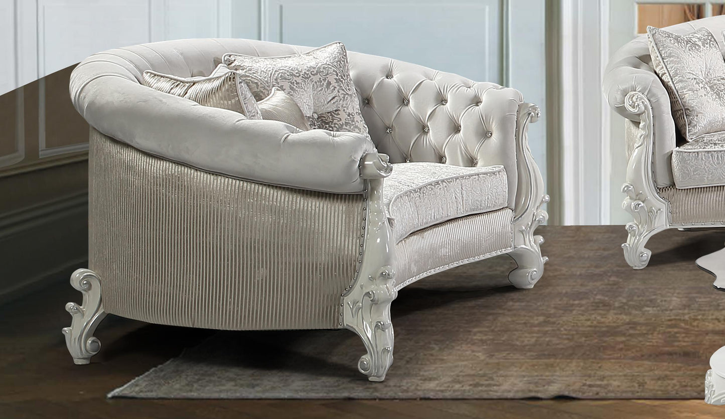 Juliana Traditional Style Loveseat in Pearl White finish Wood Cosmos Furniture