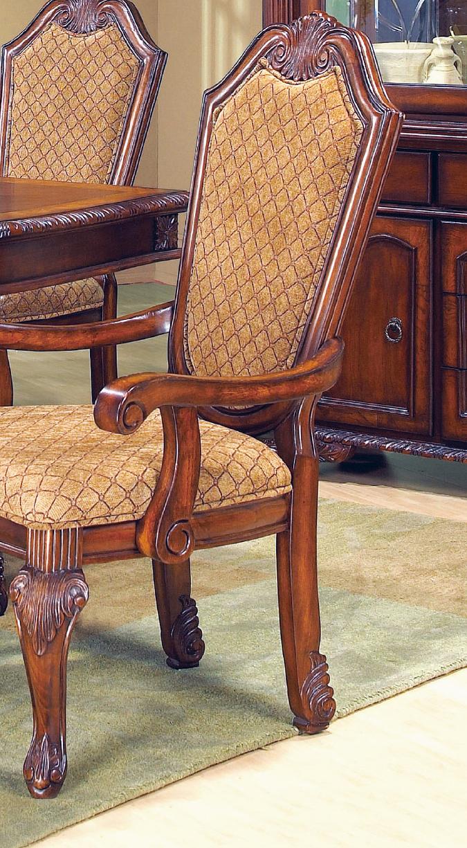 Veronica Cherry Traditional Style Dining Arm Chair in Cherry finish Wood Cosmos Furniture