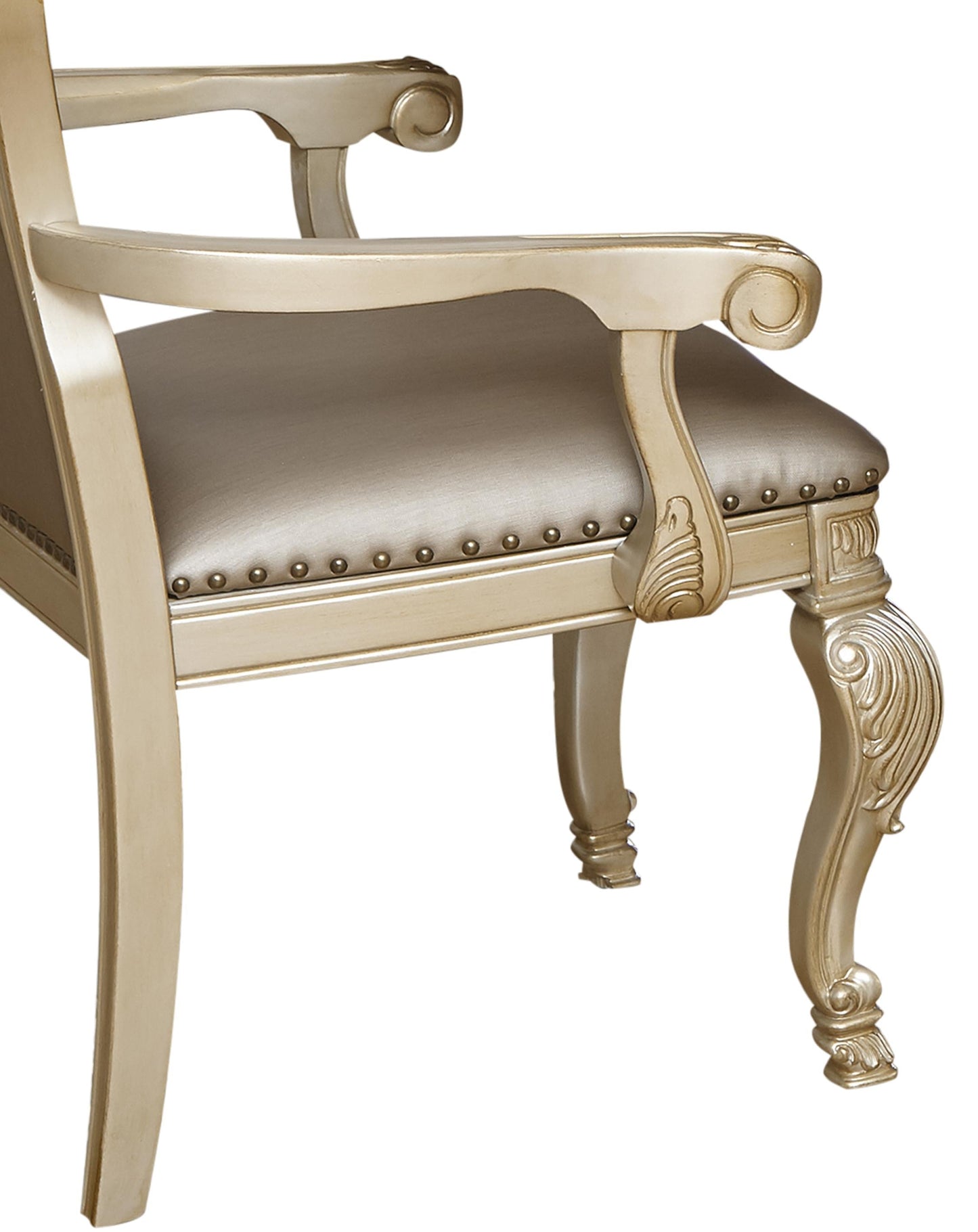 Miranda Transitional Style Dining Arm Chair in Gold finish Wood Cosmos Furniture