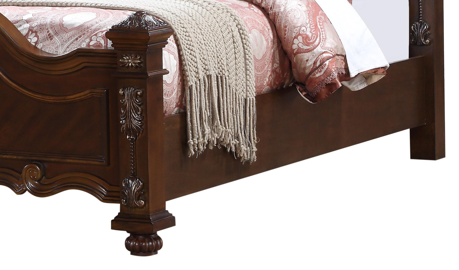 Destiny Traditional Style King Bed in Cherry finish Wood Cosmos Furniture