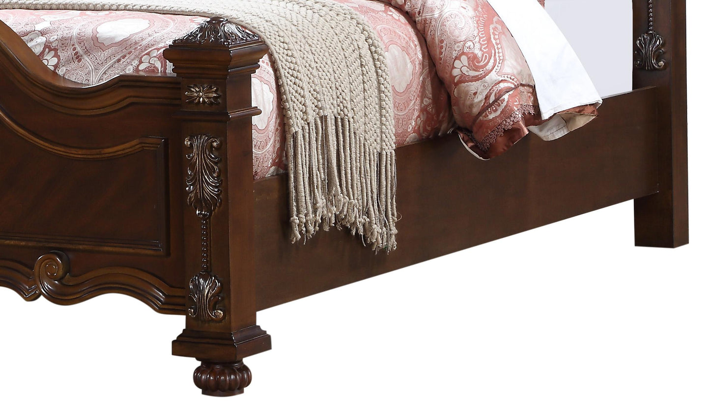 Destiny Traditional Style Queen Bed in Cherry finish Wood Cosmos Furniture