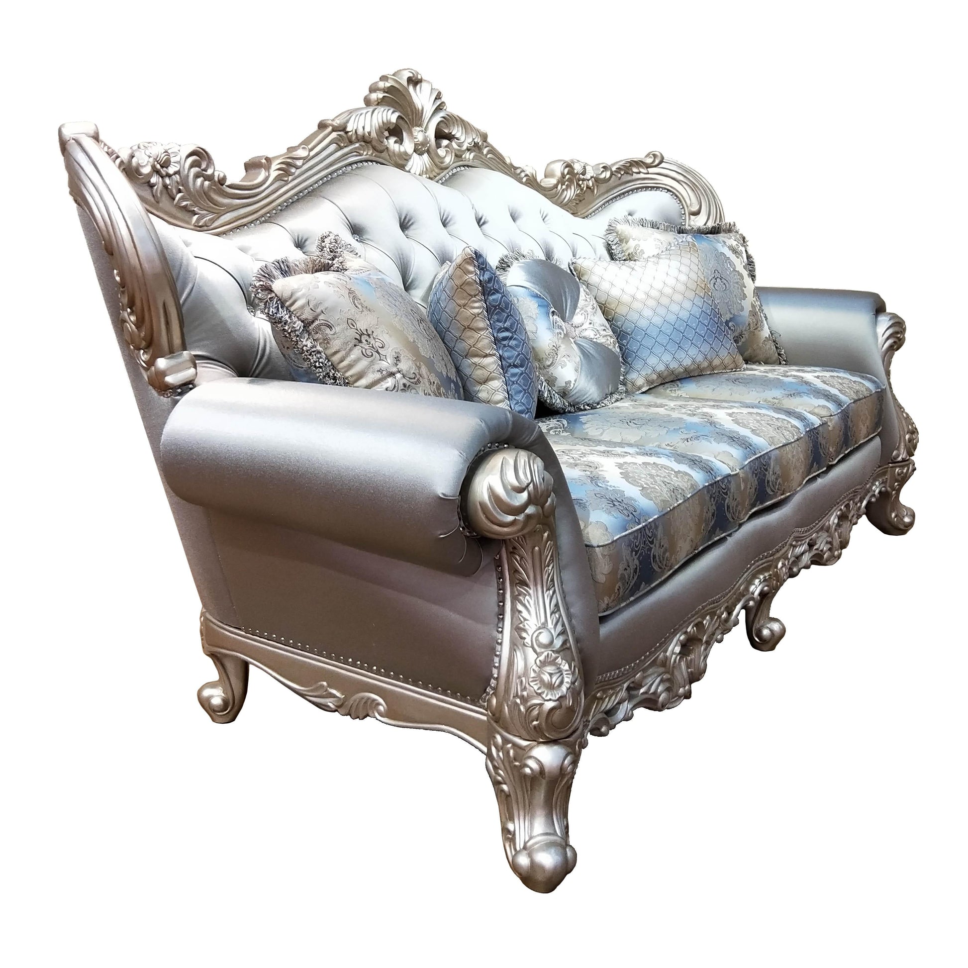 Ariel Transitional Style Sofa in Silver finish Wood Cosmos Furniture