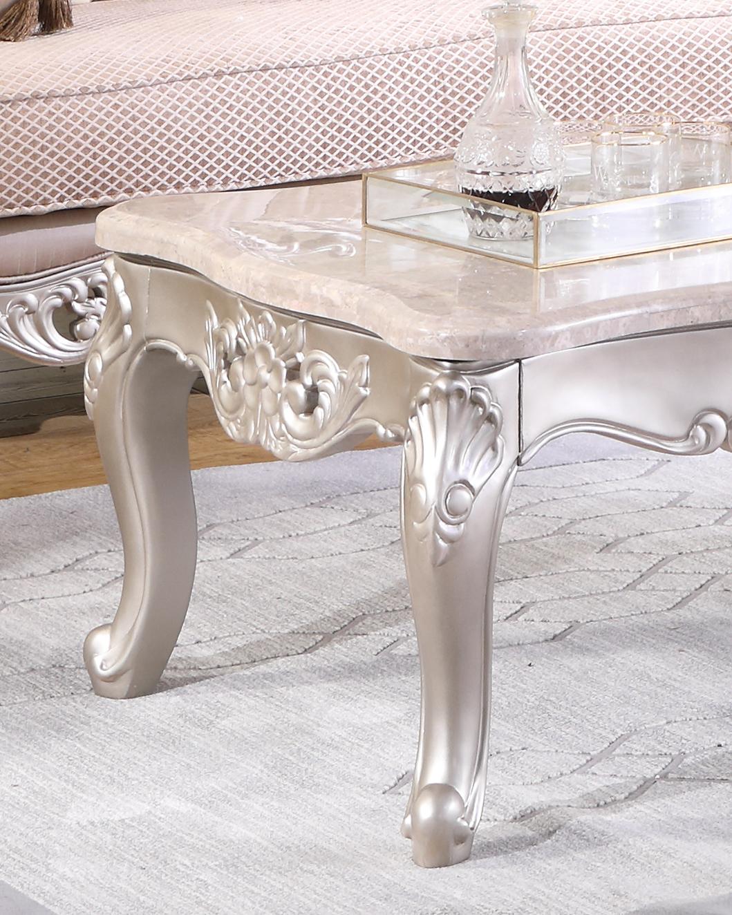 Daisy Traditional Style End Table in Pearl finish Wood Cosmos Furniture