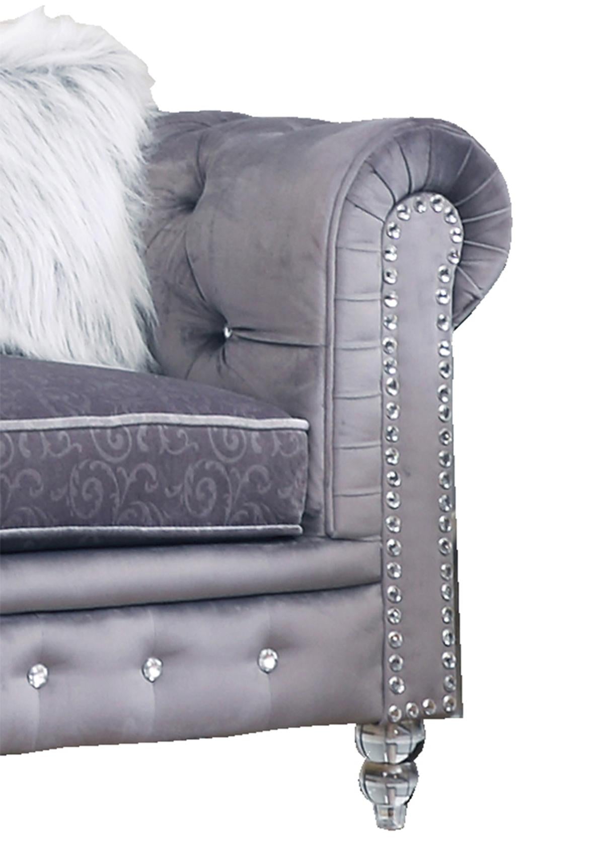 Sahara Modern Style Gray Sofa with Acrylic legs Cosmos Furniture