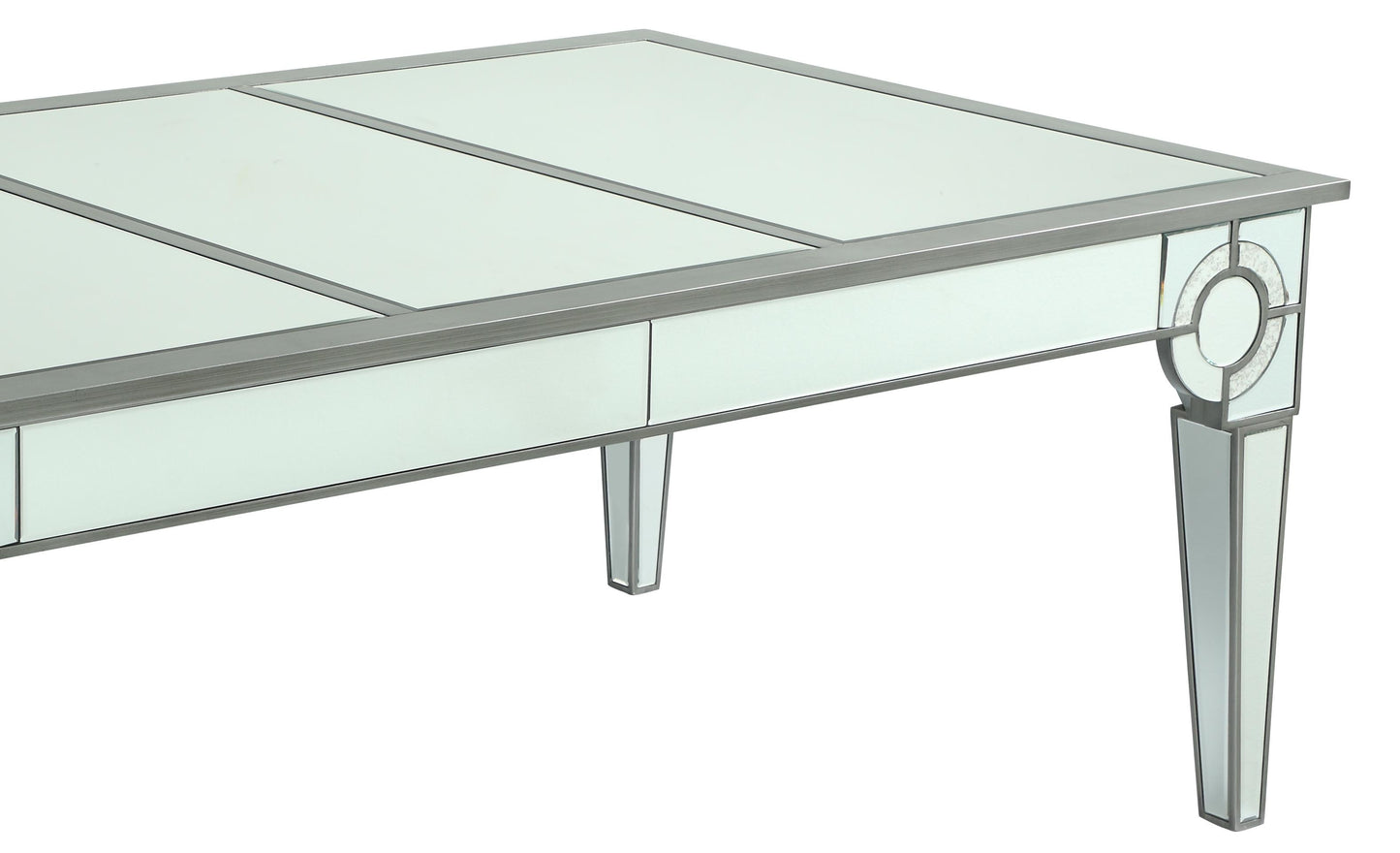 Zoe Modern Style Glass DiningTable with Silver fiinish Cosmos Furniture