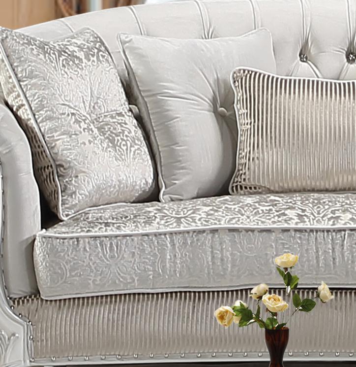 Juliana Traditional Style Loveseat in Pearl White finish Wood Cosmos Furniture