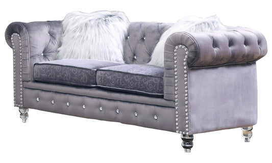 Sahara Modern Style Gray Loveseat with Acrylic legs Cosmos Furniture