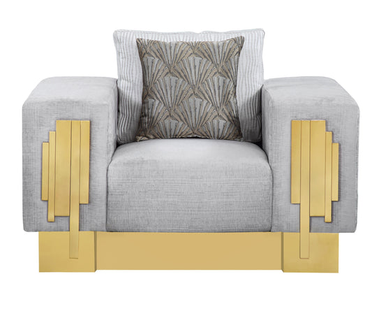 Megan Modern Style Gray Chair with Gold Finish Cosmos Furniture