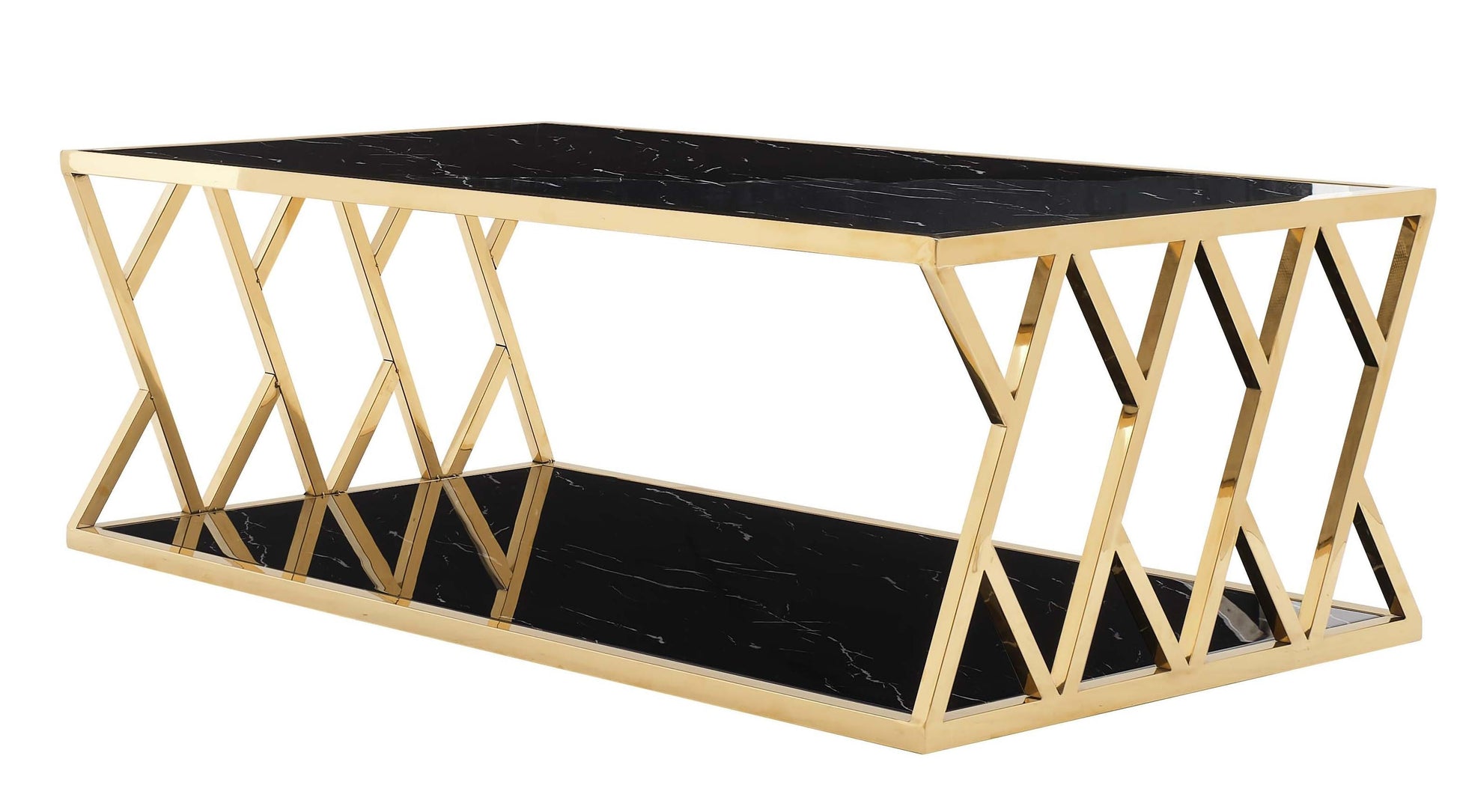 Leah Modern Style Marble Coffee Table with Metal Base Cosmos Furniture