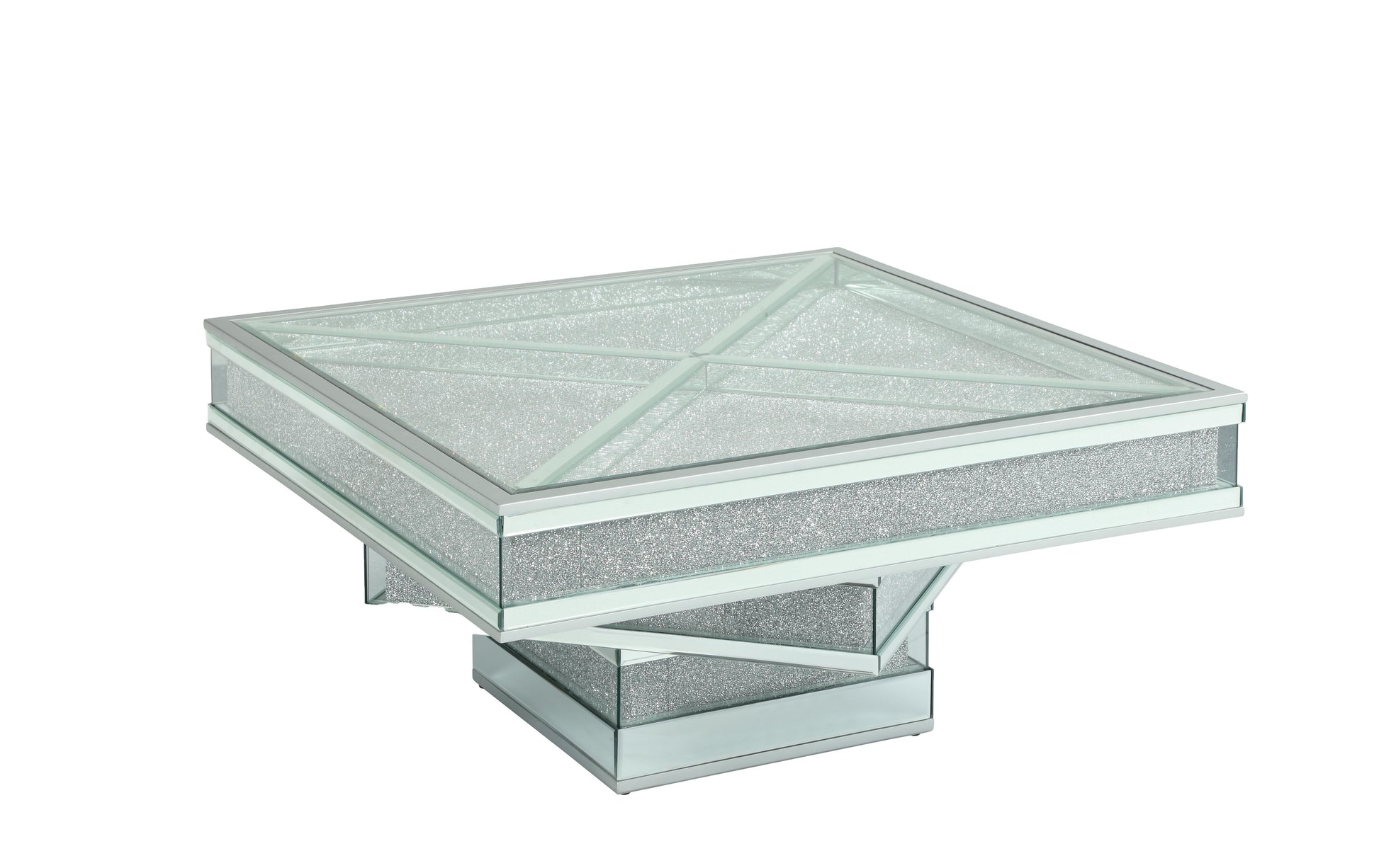 Ava Modern Style Glass Coffee Table with Silver fiinish Cosmos Furniture