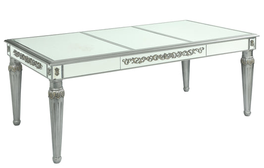Queen Gold Modern Style Dining Table in Silver finish Wood Cosmos Furniture