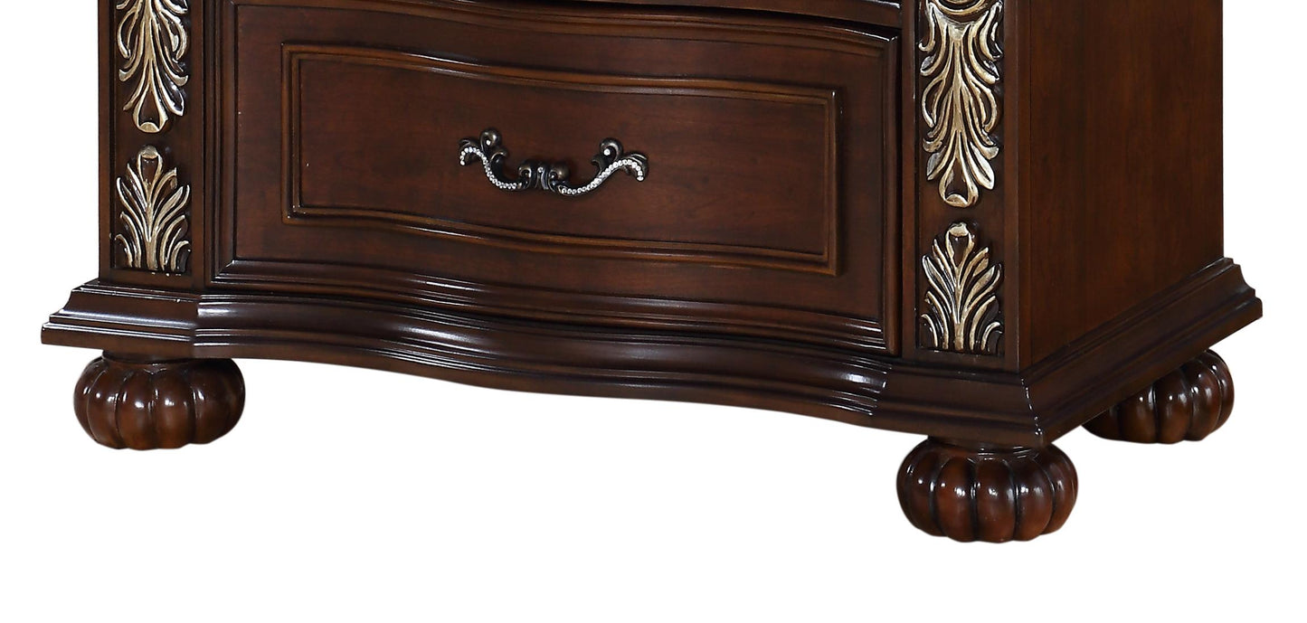 Rosanna Traditional Style Nightstand in Cherry finish Wood Cosmos Furniture