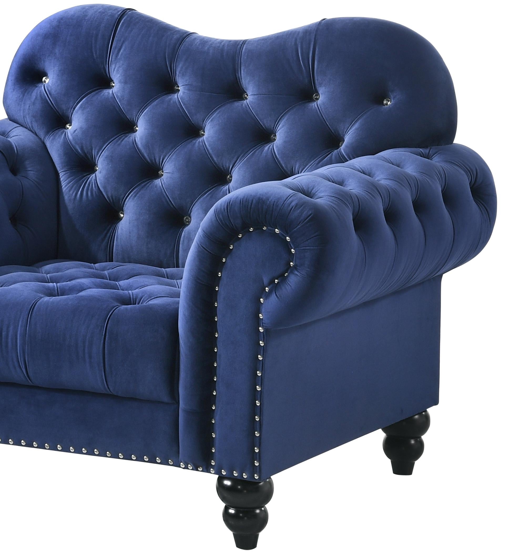 Gracie Transitional Style Blue Chair with Espresso Legs Cosmos Furniture