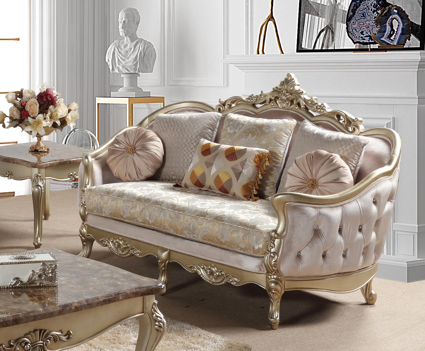 Diana Traditional Style Loveseat in Champagne finish Wood Cosmos Furniture