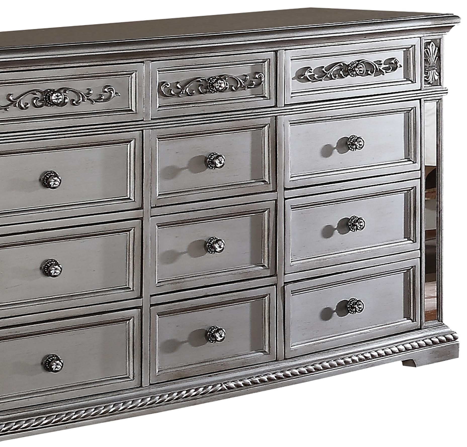 Pamela Transitional Style Dresser in Silver finish Wood Cosmos Furniture