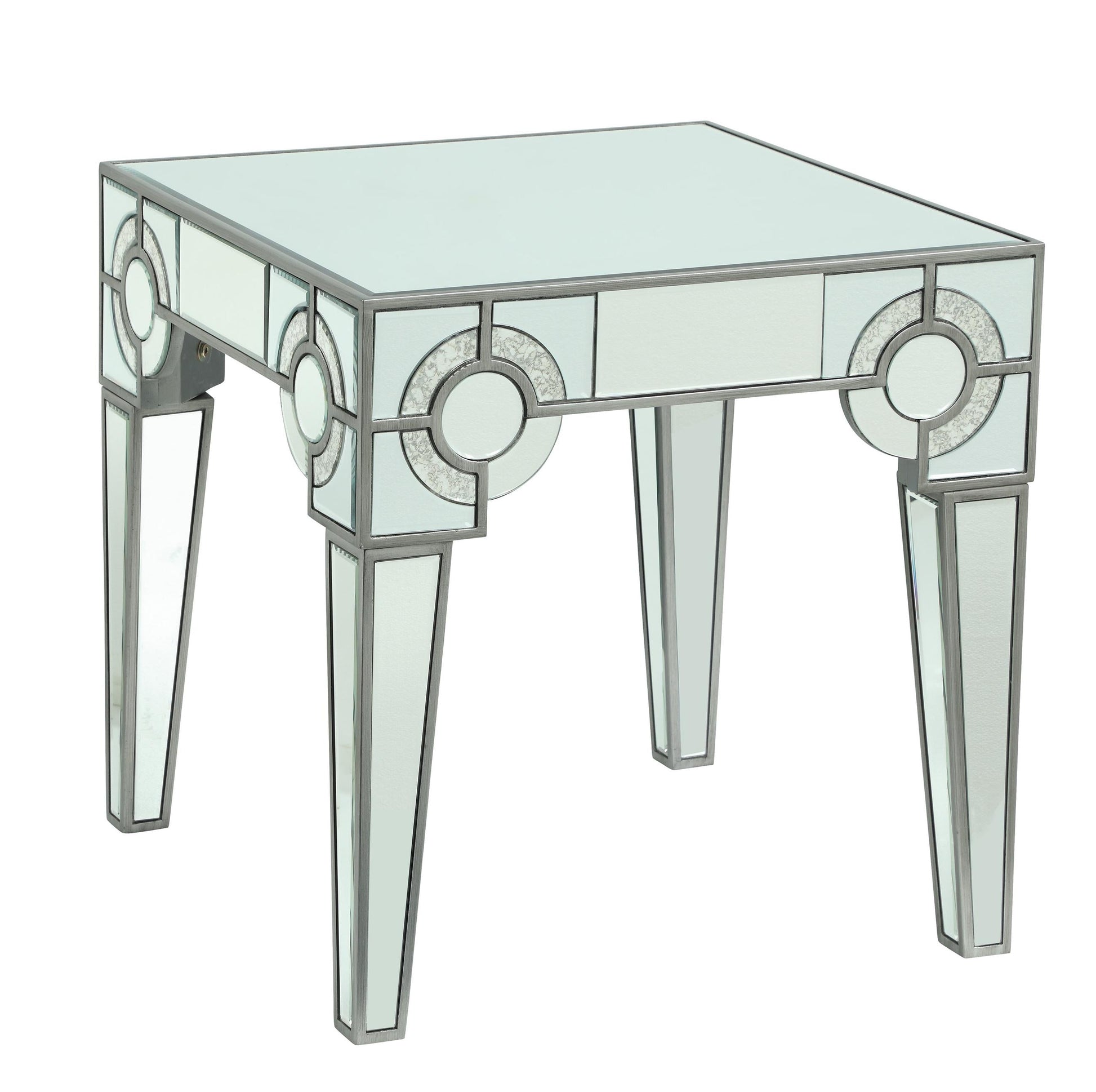 Zoe Modern Style Glass End Table with Silver fiinish Cosmos Furniture