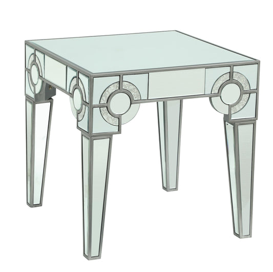 Zoe Modern Style Glass End Table with Silver fiinish Cosmos Furniture