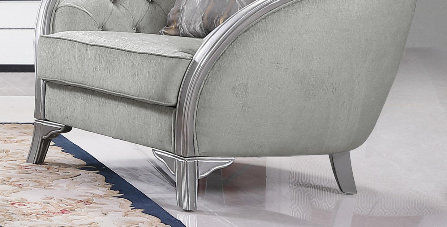 Natalia Transitional Style Chair in Silver finish Wood Cosmos Furniture