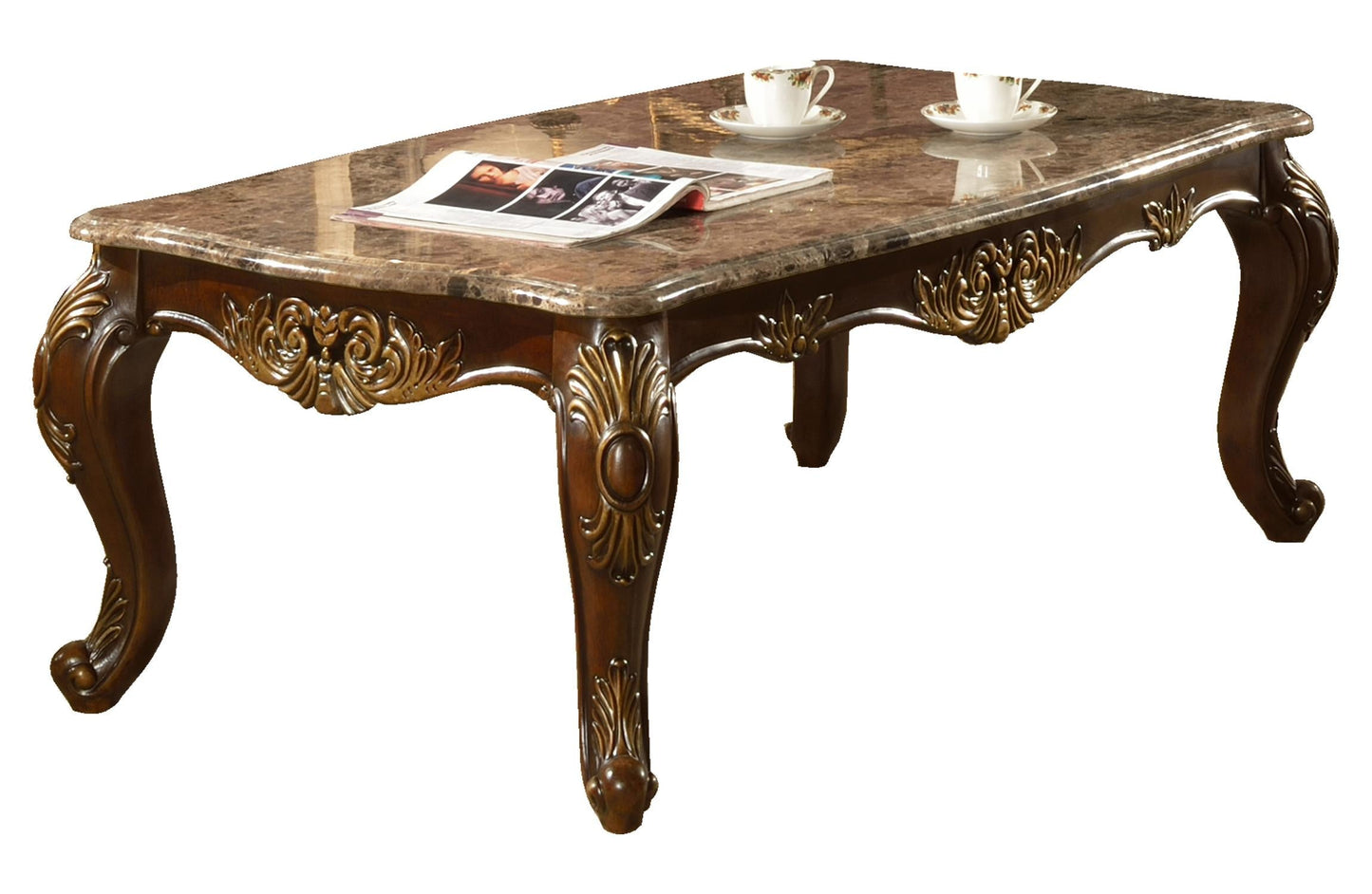 Britney Traditional Style Coffee Table in Cherry finish Wood Cosmos Furniture