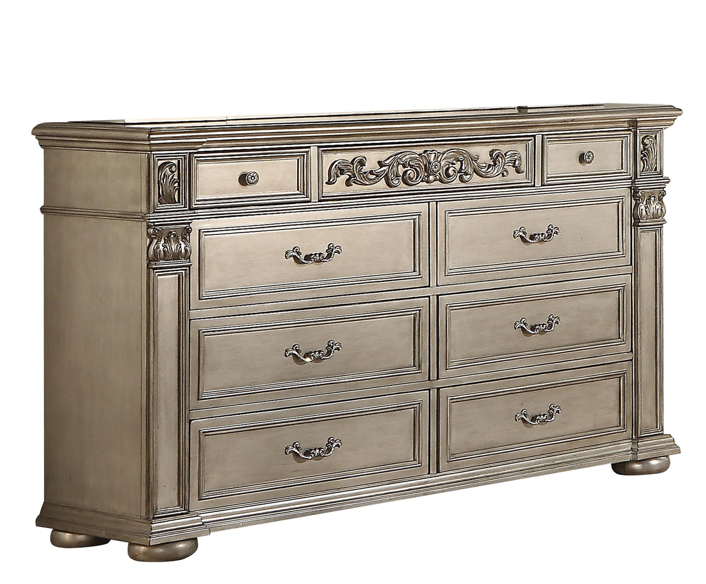 Platinum Traditional Style Dresser in Gold finish Wood Cosmos Furniture