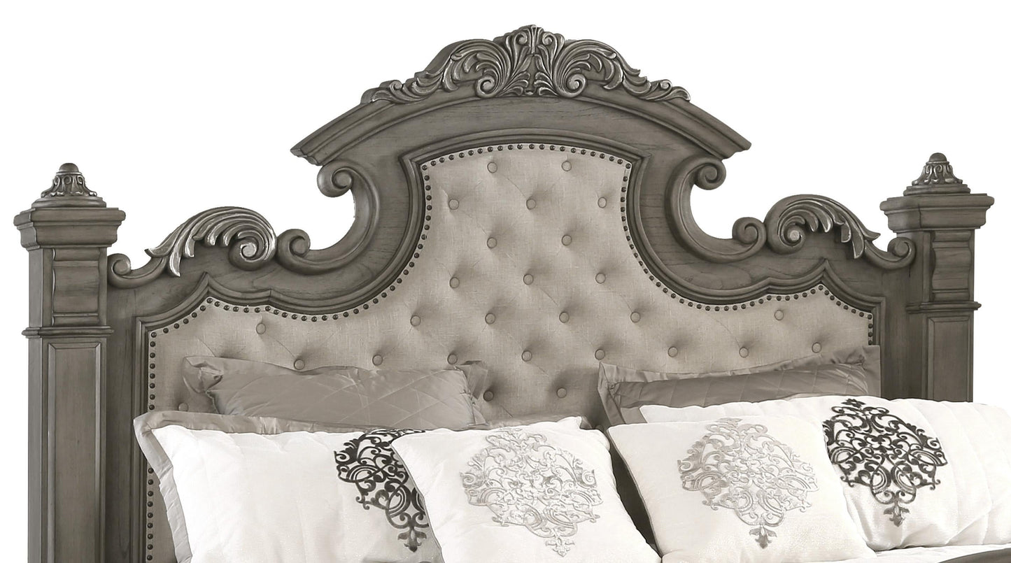 Silvy Transitional Style King Bed in Gray finish Wood Cosmos Furniture