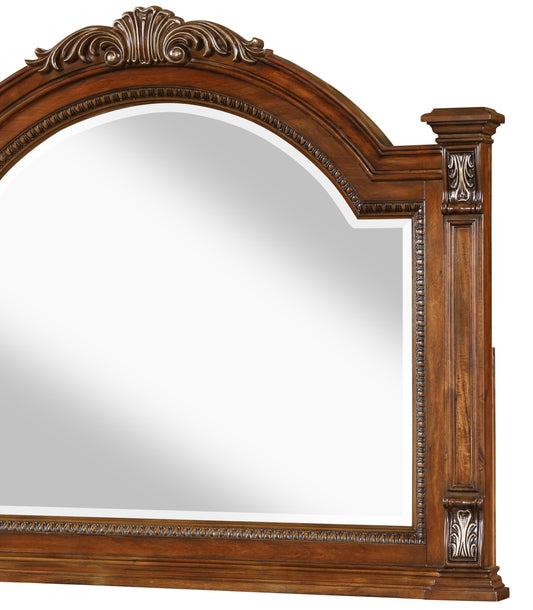 Viviana Traditional Style Mirror in Caramel finish Wood Cosmos Furniture