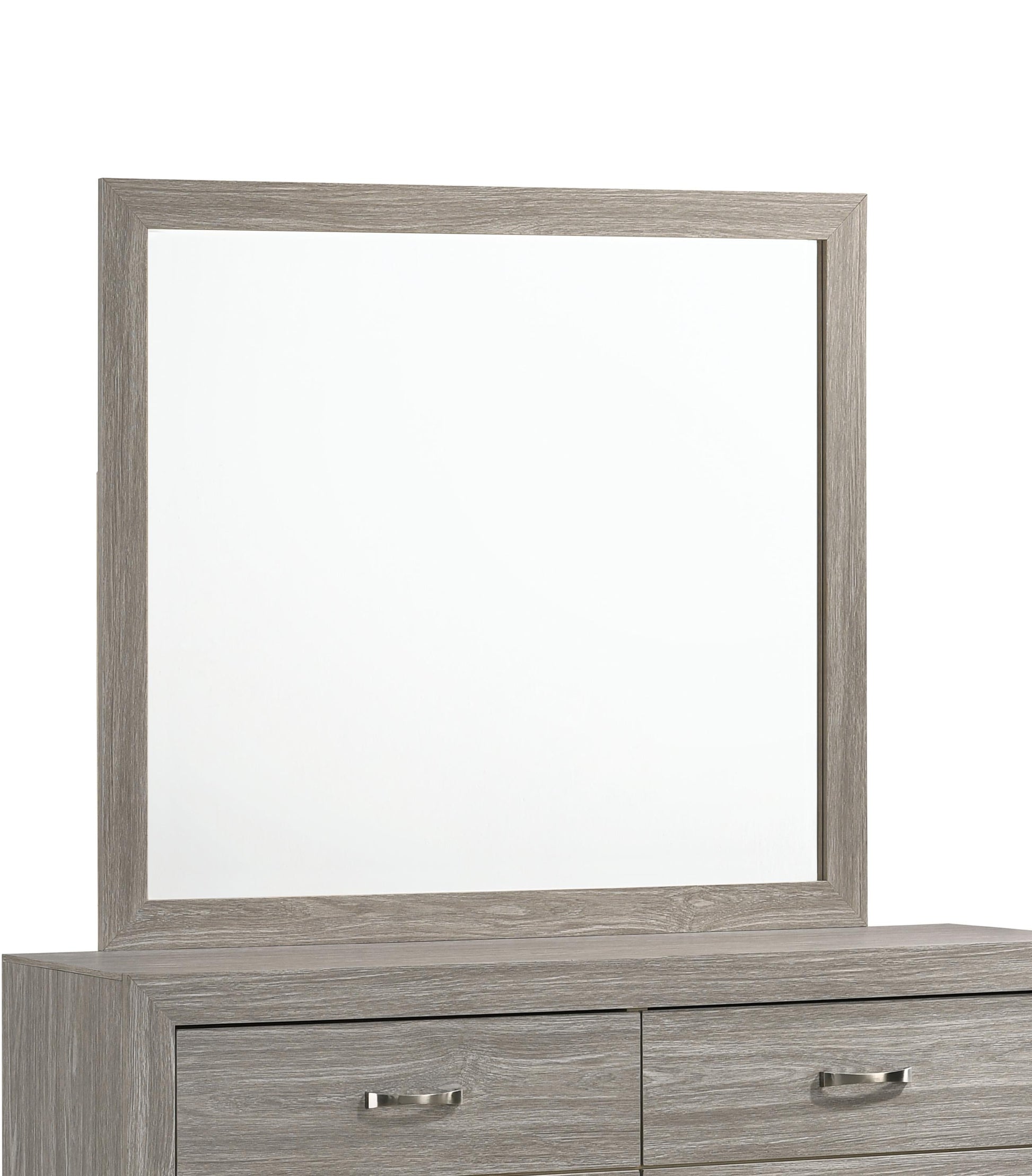 Yasmine White Modern Style Mirror in Gray finish Wood Cosmos Furniture