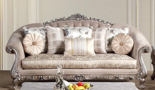 Cristina Traditional Style Sofa in Silver finish Wood Cosmos Furniture