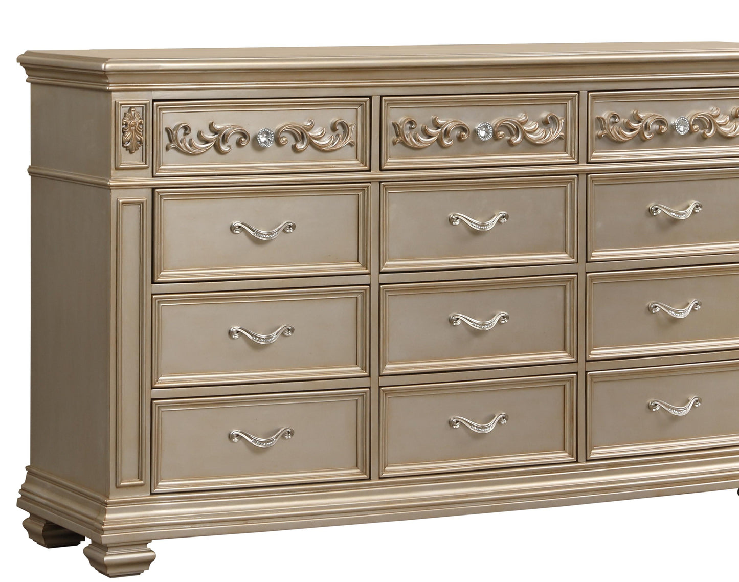 Valentina Traditional Style Dresser in Gold finish Wood Cosmos Furniture