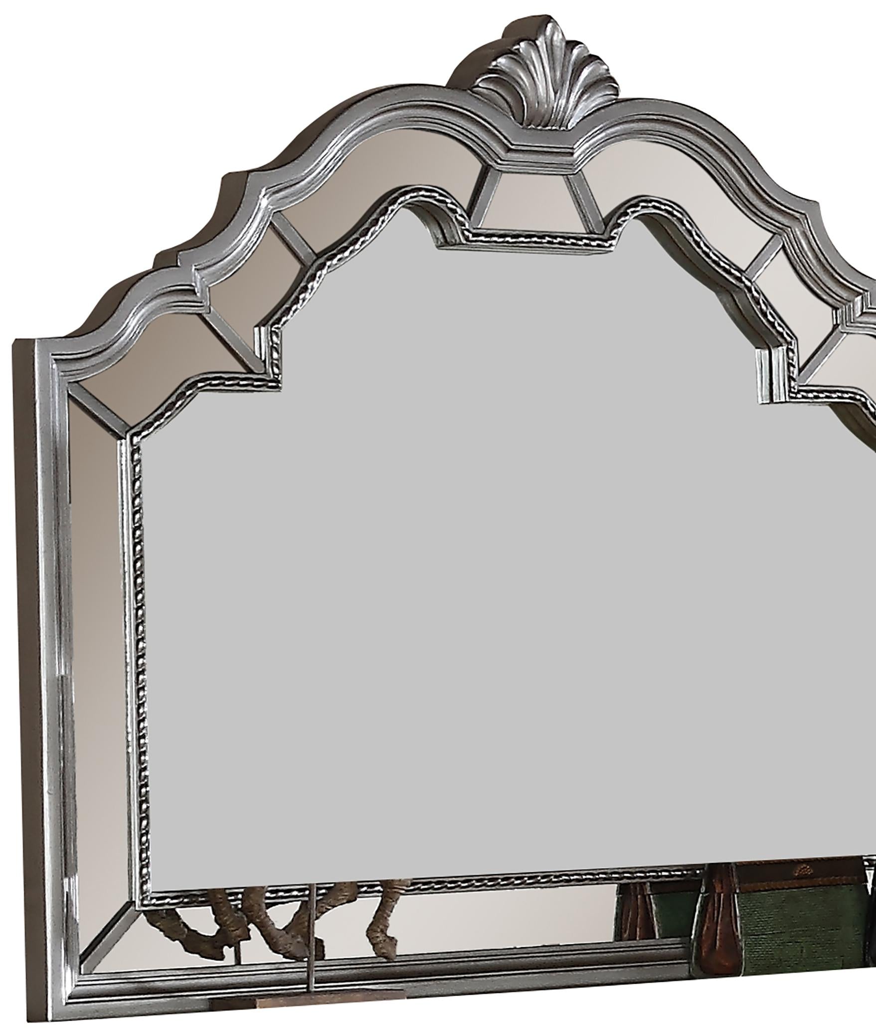 Pamela Transitional Style Mirror in Silver finish Wood Cosmos Furniture