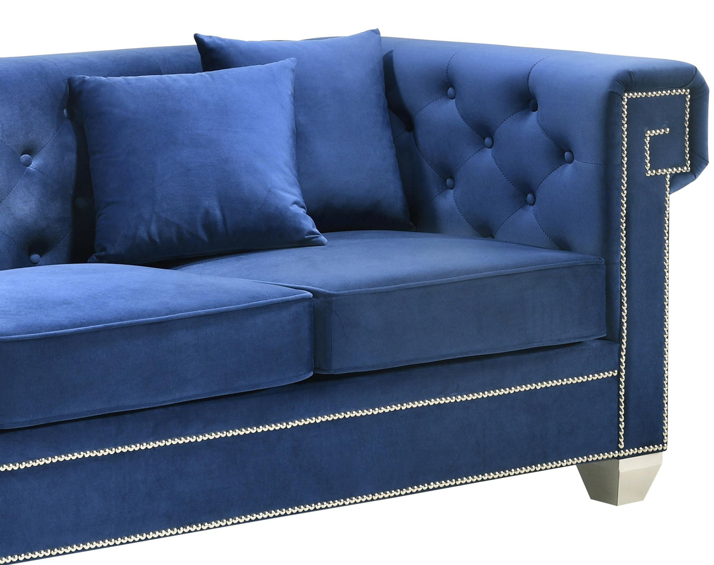 Clover Modern Style Blue Loveseat with Steel Legs Cosmos Furniture