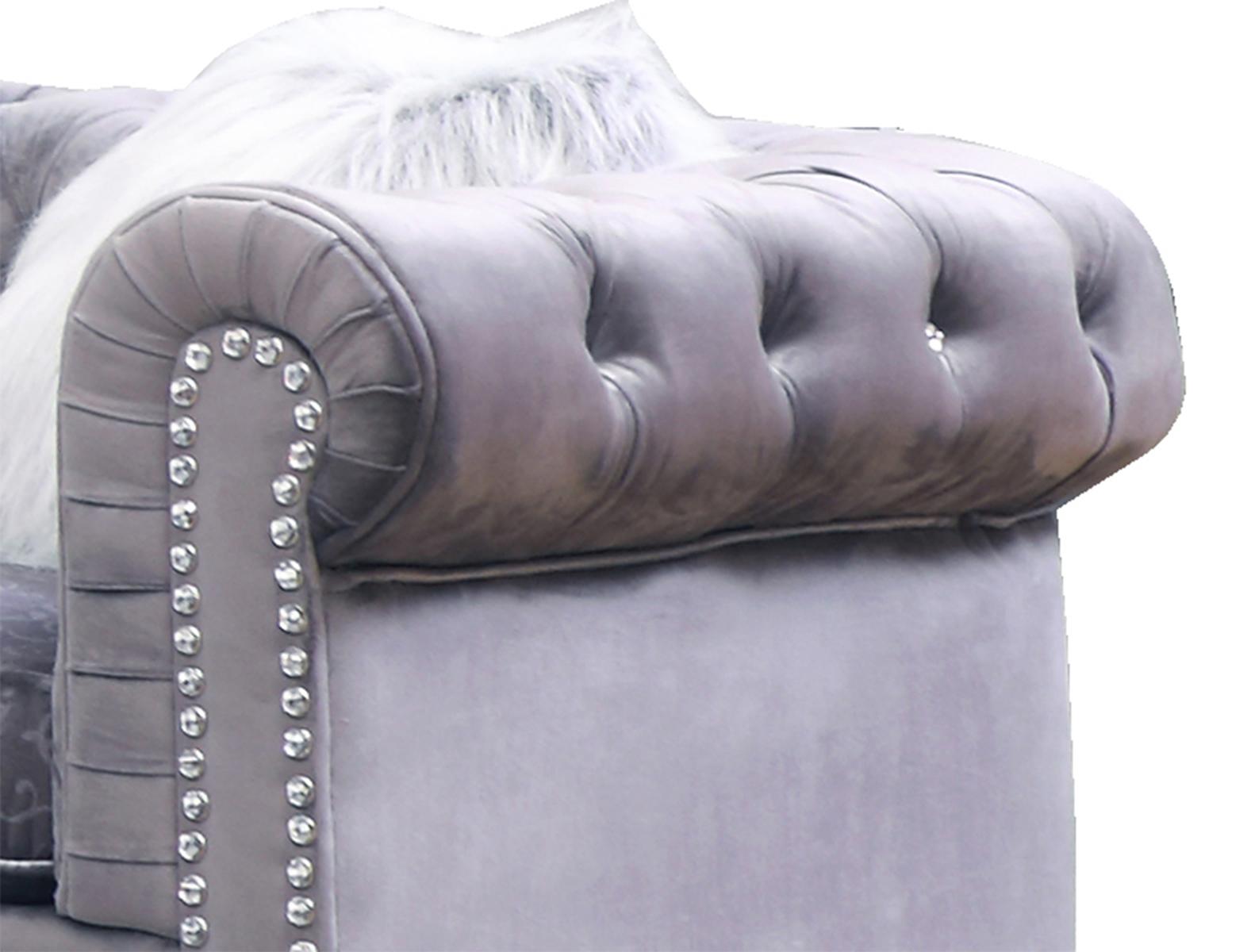 Sahara Modern Style Gray Loveseat with Acrylic legs Cosmos Furniture