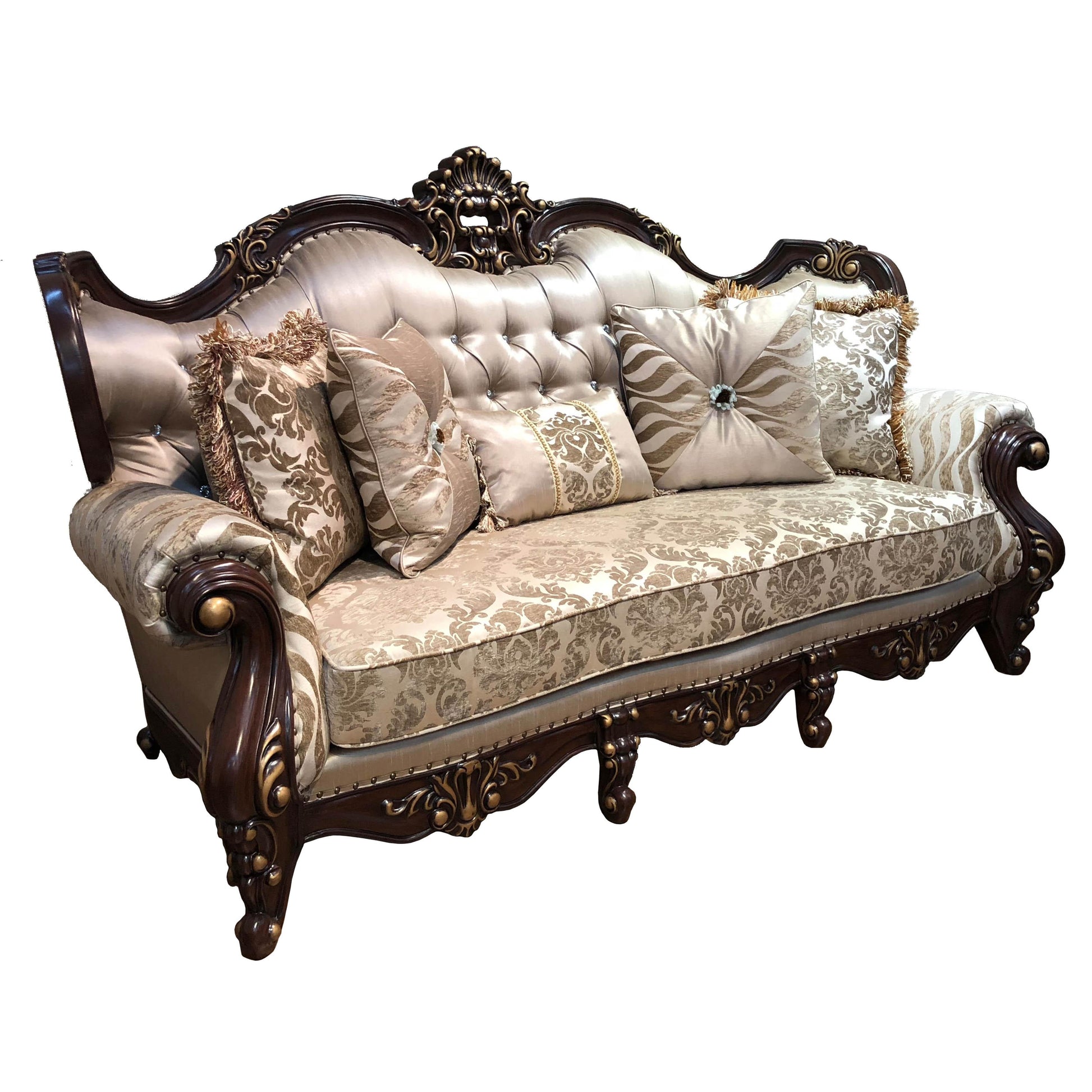 Jade Traditional Style Sofa in Cherry finish Wood Cosmos Furniture