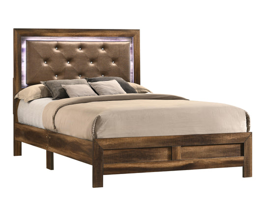 Yasmine Brown Modern Style King Bed in Espresso finish Wood Cosmos Furniture