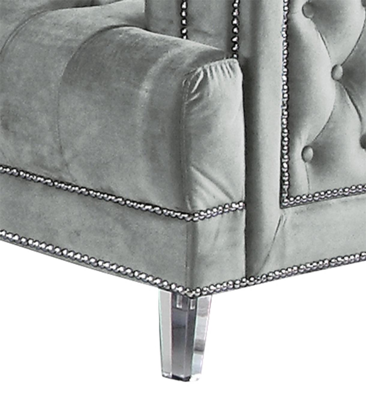 Kendel Silver Modern Style Gray Loveseat with Acrylic Legs Cosmos Furniture