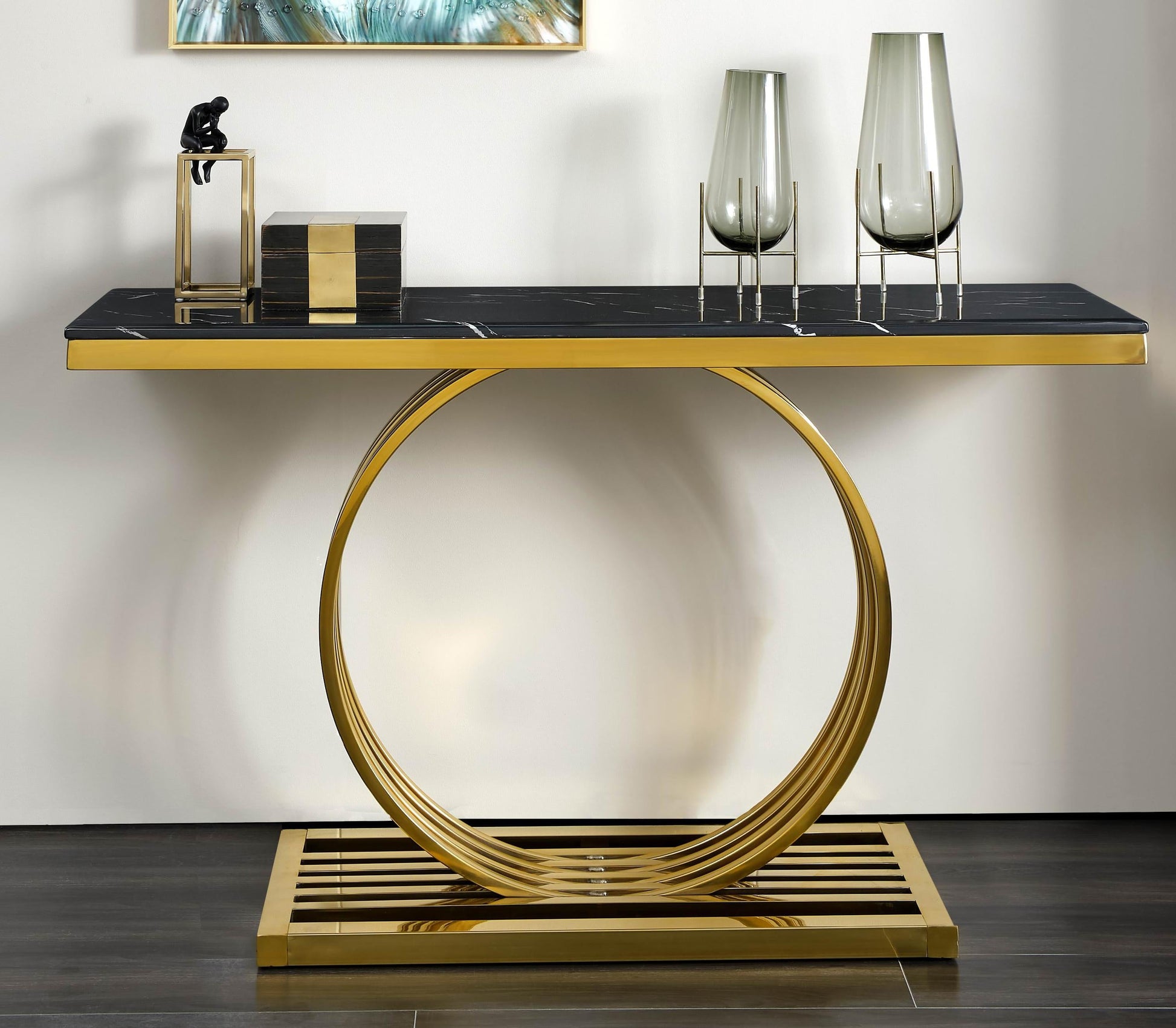 Arlene Modern Style Marble Console Table with Metal Base Cosmos Furniture