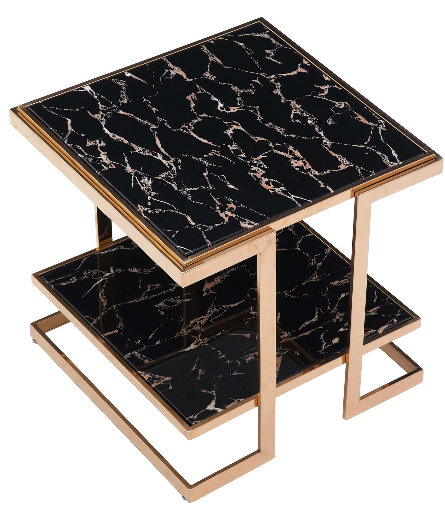 Dayna Modern Style Marble End Table with Metal Base Cosmos Furniture