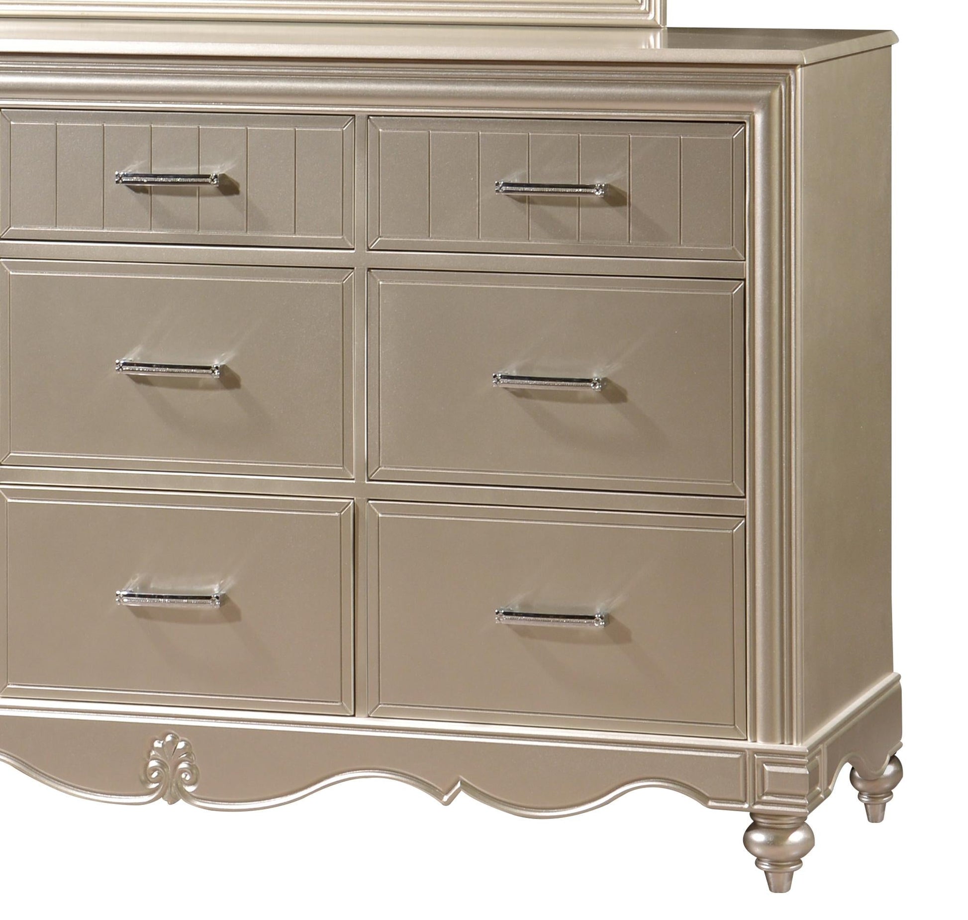 Faisal Transitional Style Dresser in Champagne finish Wood Cosmos Furniture