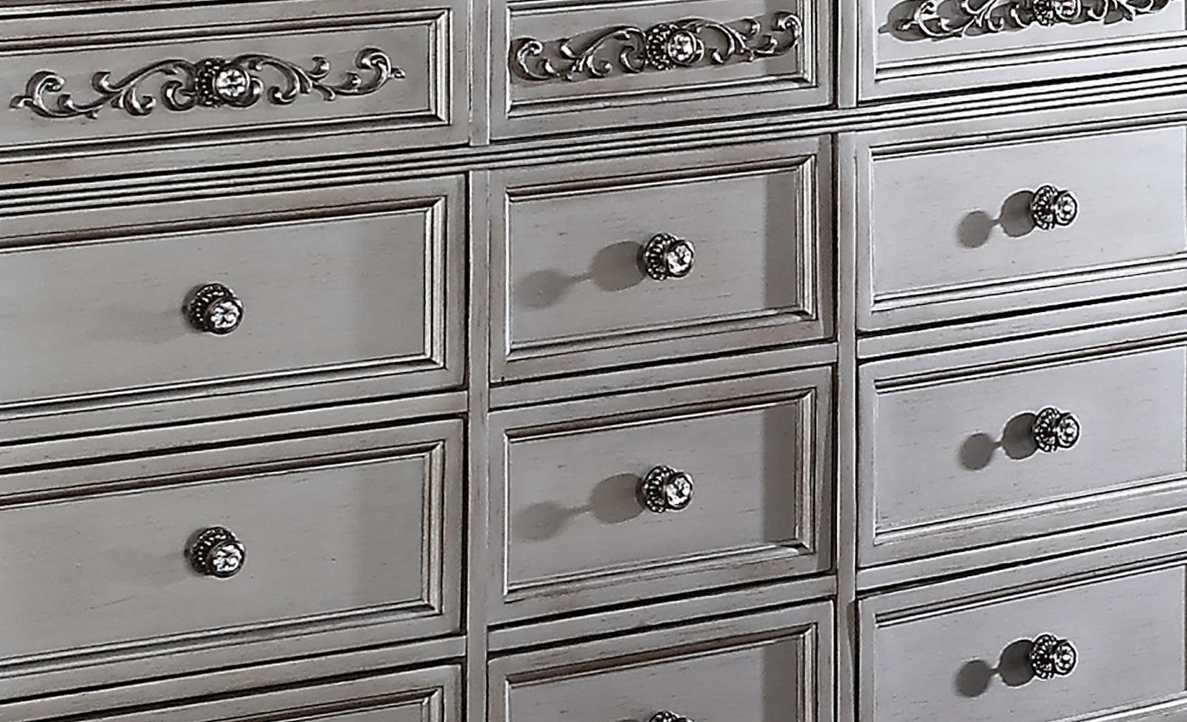 Pamela Transitional Style Dresser in Silver finish Wood Cosmos Furniture