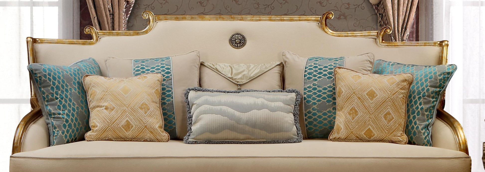 Majestic Transitional Style Sofa in Gold finish Wood Cosmos Furniture